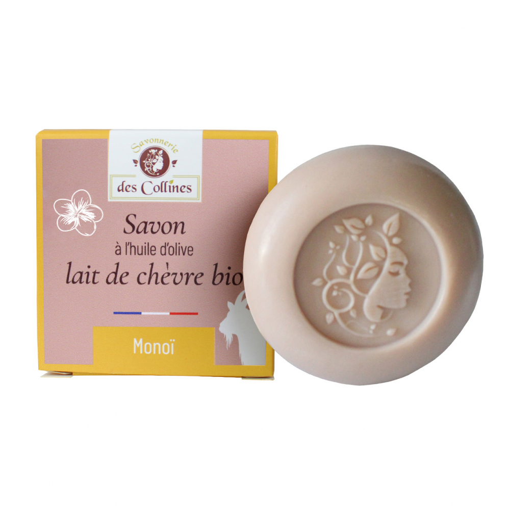 Savon lait de chèvre - Parfum Monoï - 100gr - Savonnerie des Collines Savon lait de chèvre - Parfum Monoï - 100gr - Savonnerie des Collines