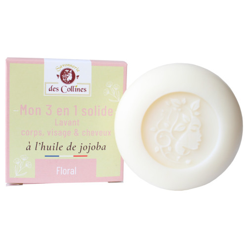 Savon 3 en 1 - corps, visage & cheveux - 100gr - Savonnerie des Collines Savon 3 en 1 - corps, visage & cheveux - 100gr - Savonnerie des Collines