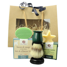 Coffret Rasage Noël - Savons et Blaireau de Rasage avec Support - Savonnerie des Collines