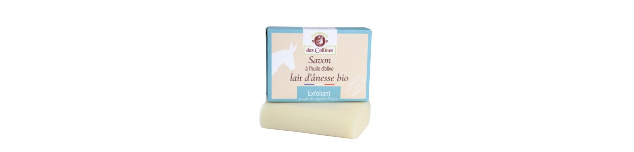 Savon Exfoliant Gommant - Lait d'ânesse - Coquille d'huitre - 100gr - Savonnerie des Collines 