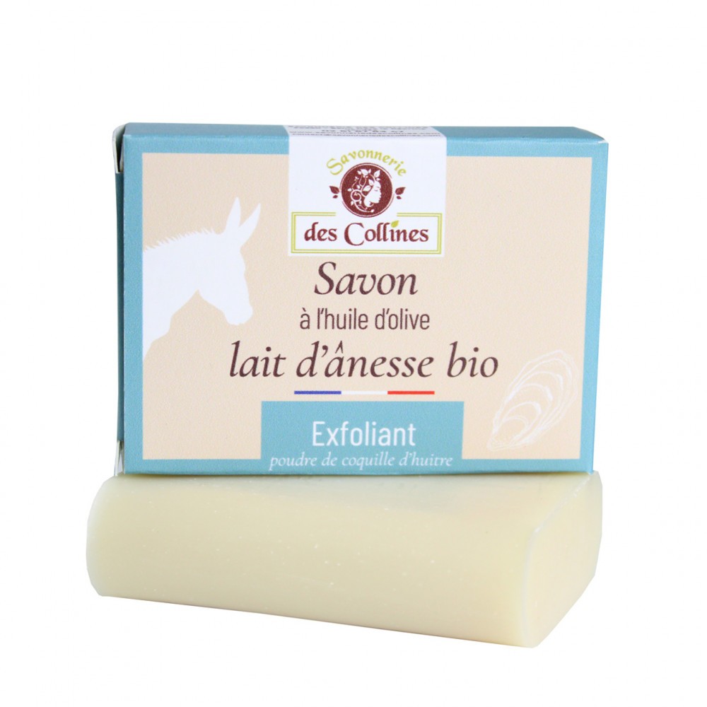 Savon Exfoliant Gommant - Lait d'ânesse - Coquille d'huitre - 100gr - Savonnerie des Collines 