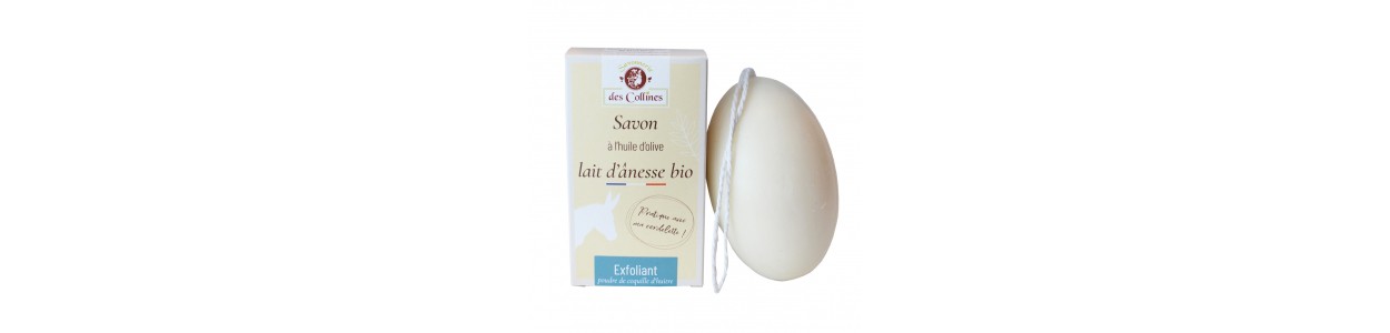 Savon exfoliant au lait d'ânesse et poudre de coquille d'huitre